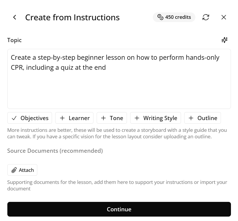 AI Course Generator interface