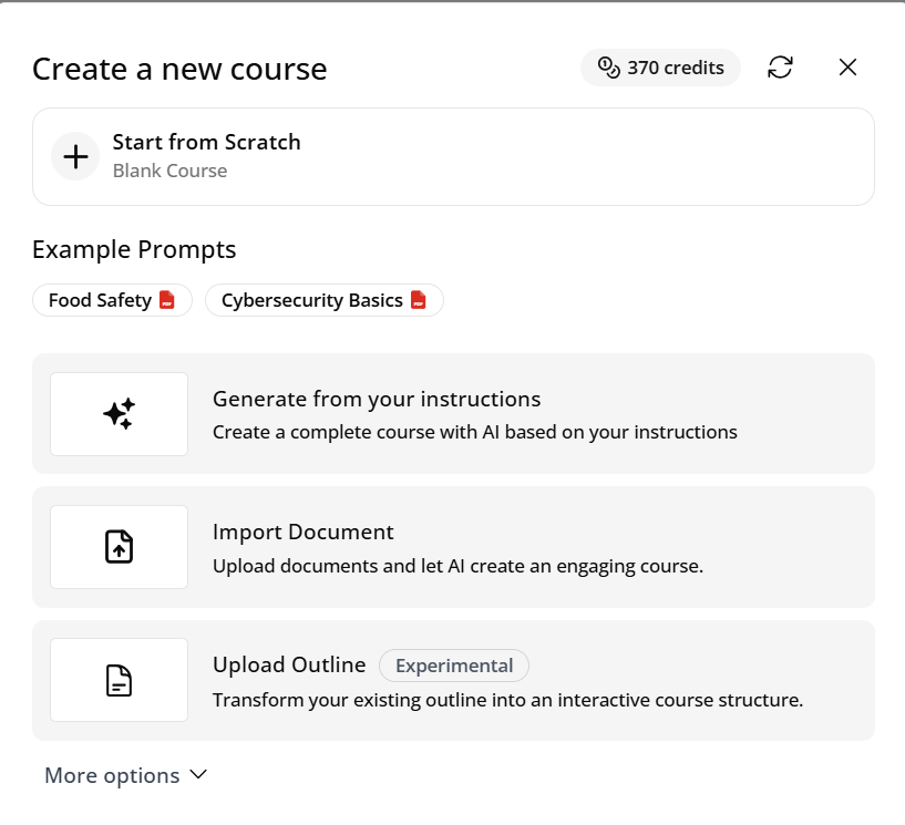 Create new course