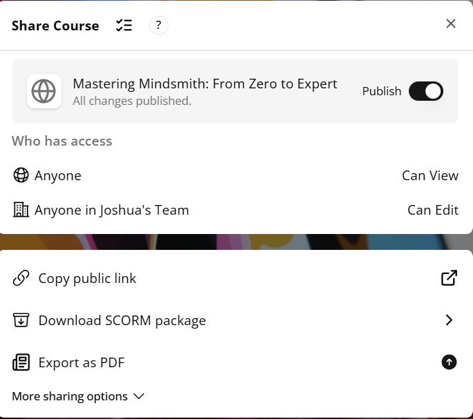 Publish Options